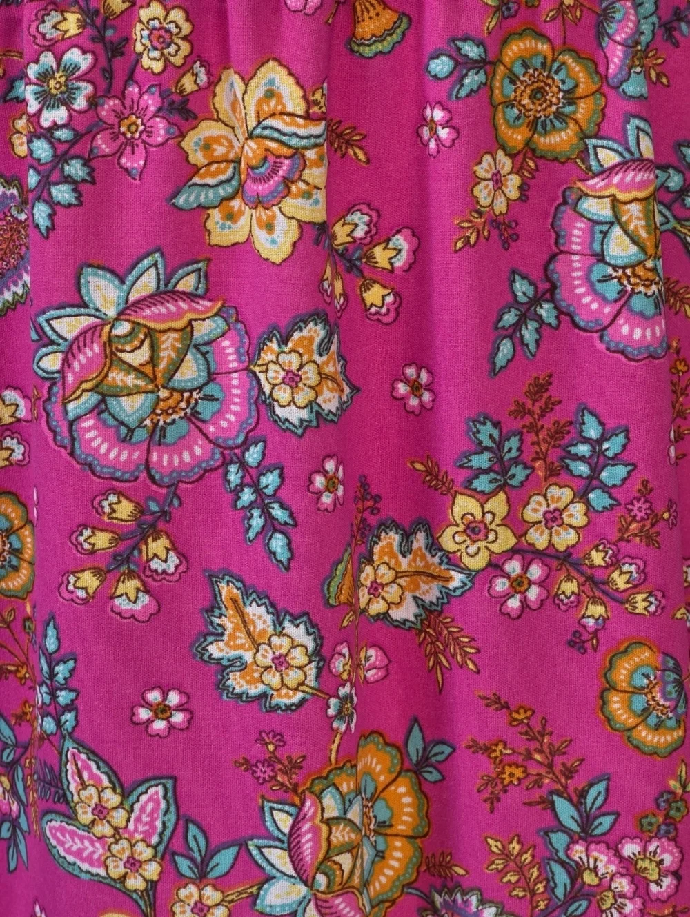 Haptics 3X Fuchsia Floral Maxi Dress Puff Sleeve Boho Fit Flare NWT - Picture 7 of 10